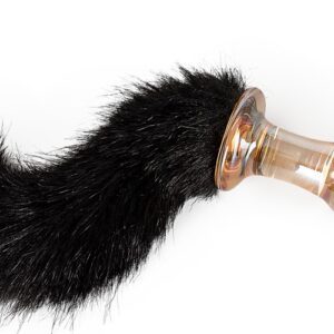 PLUG ANAL EM VIDRO COM CAUDA PRETA